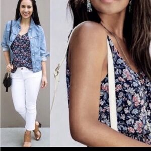 CAbi Floral Camisole in Navy and Pink